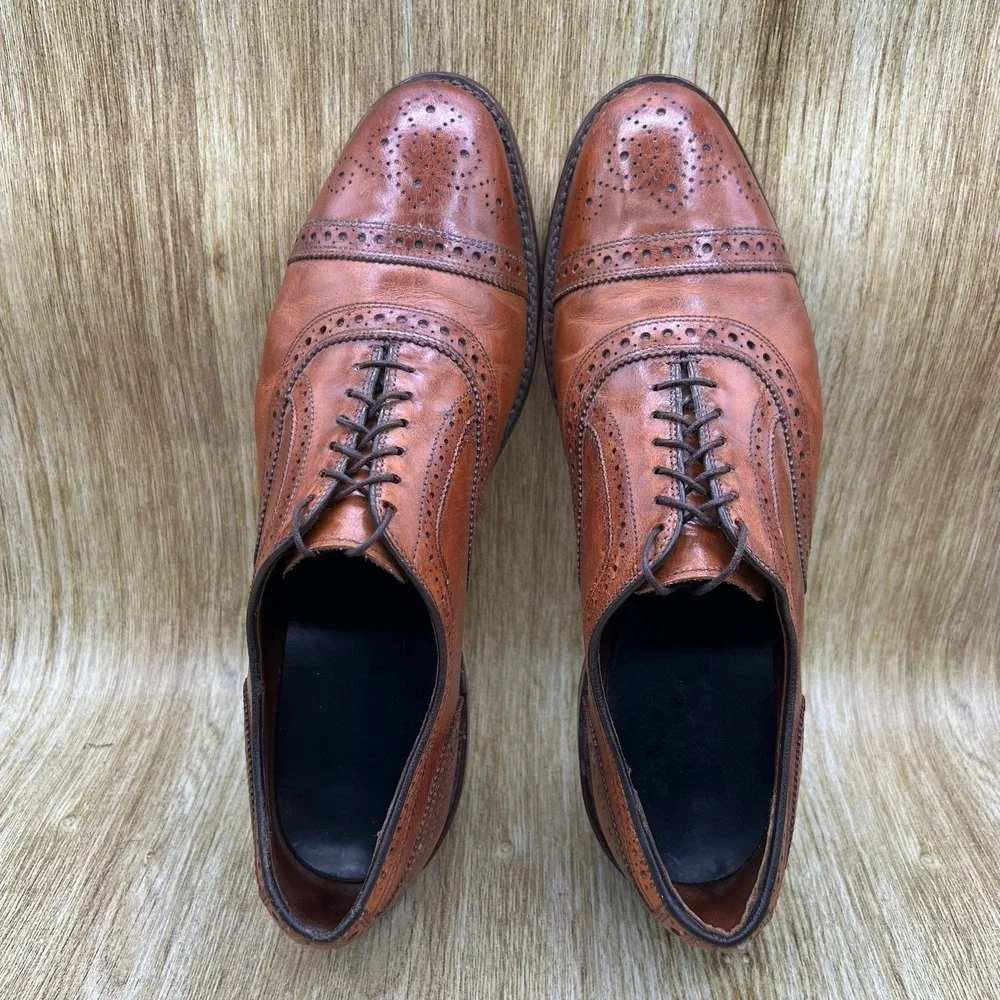 Allen Edmonds Strand Oxford Men's 11 D Walnut Brown Leather Brogue Cap Toe 1635